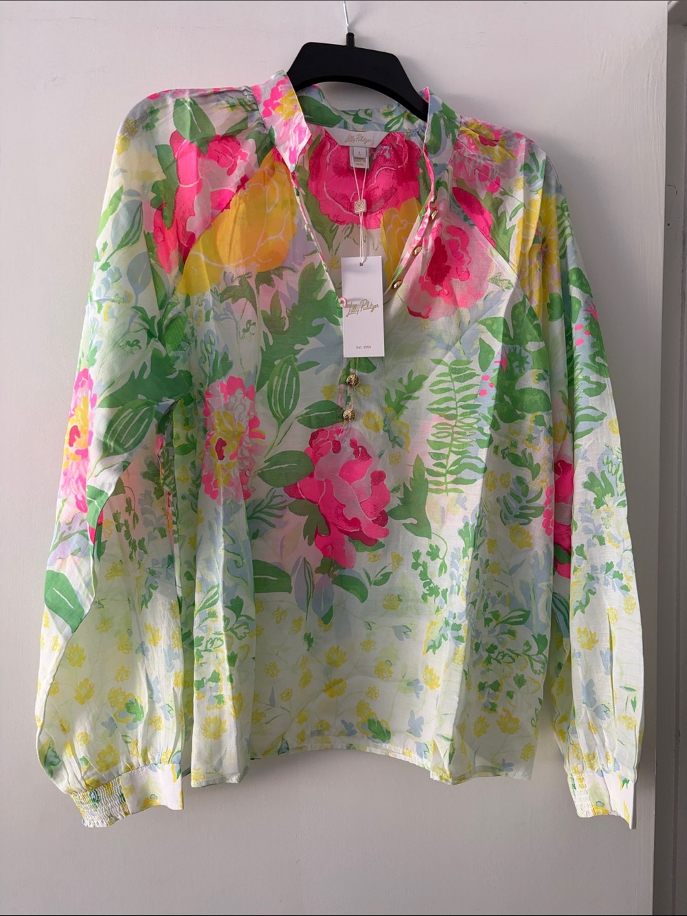 Lilly Pulitzer Floral Popover Tunic - Pink, Green & Yellow